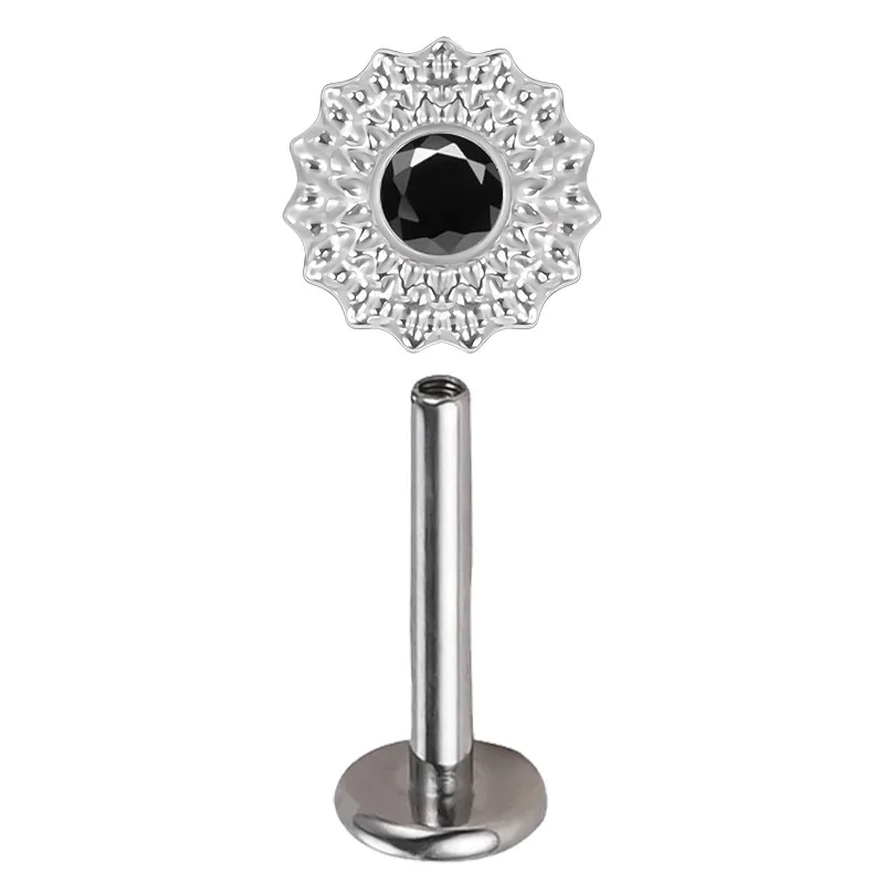 ASTM F136 Titanium Ear Lip Studs with CZ Paved Top