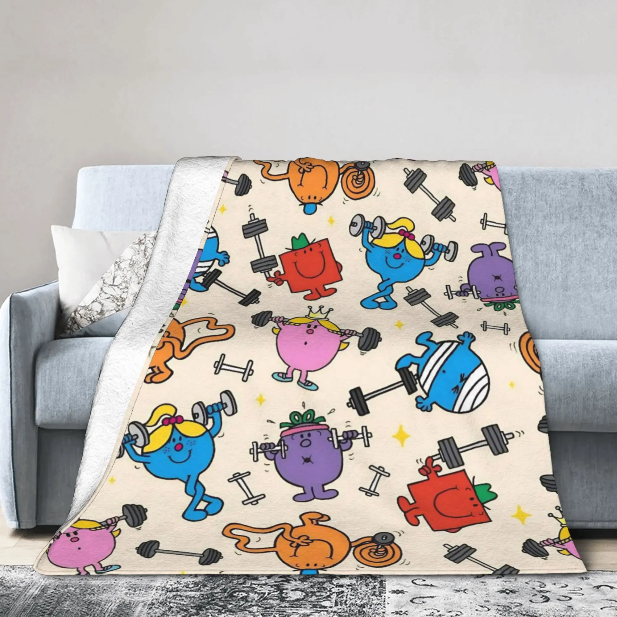 Cute M-Mr M-Men L-Little M-Miss Cartoon Wool Blanket  Awesome Throw Blanket for Home 150*125cm Quilt,