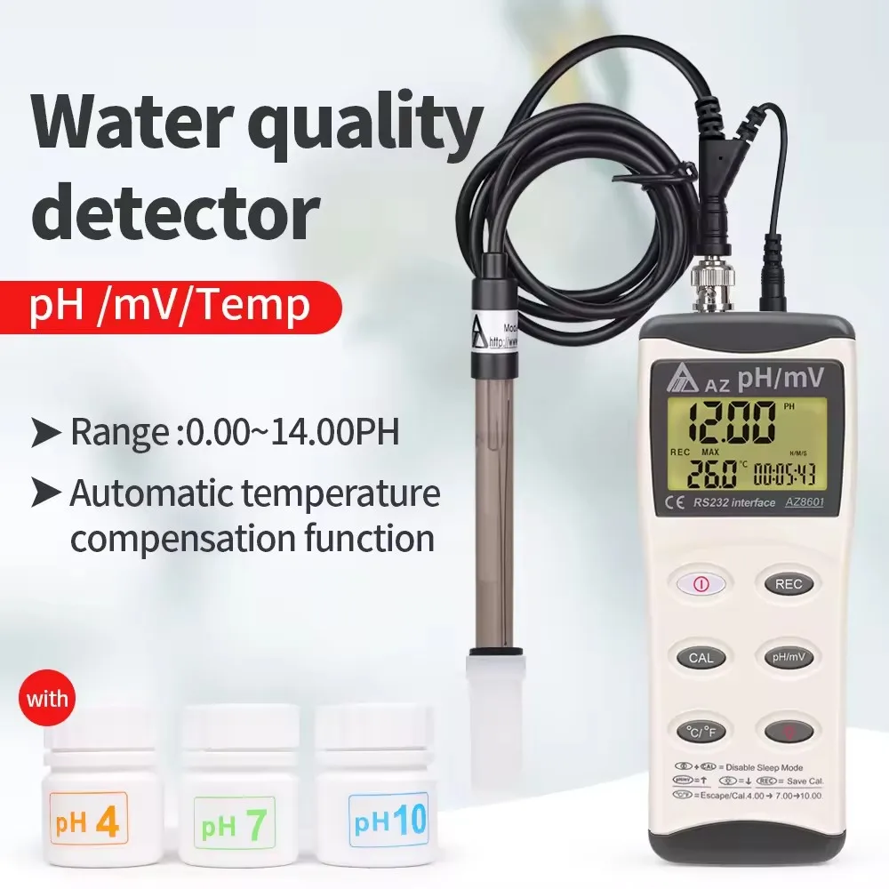

AZ8601 Portable Digital PH/mV Meter Backlight High Precision Industrial Water Quality Tester