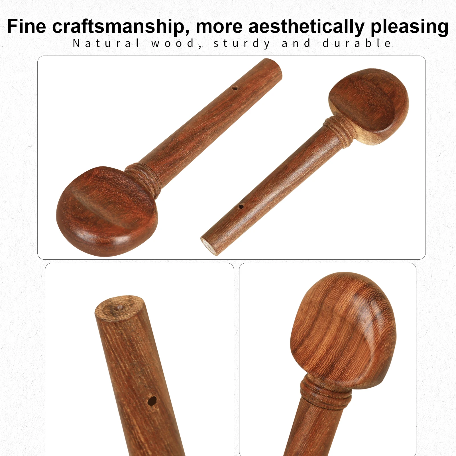 4/4 مجموعة أوتاد ضبط الكمان على الطراز العتيق منحوتة يدويًا من خشب الورد/الأبنوس ملحقات بديلة لسطح أملس للكمان