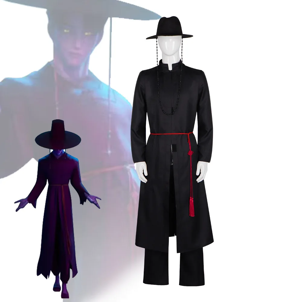 

KPop Demon Hunters Косплей Костюм Saja Boys Черный топ с длинными рукавами и брюки Хэллоуин Костюм Карнавальный наряд для вечеринки для мужчин