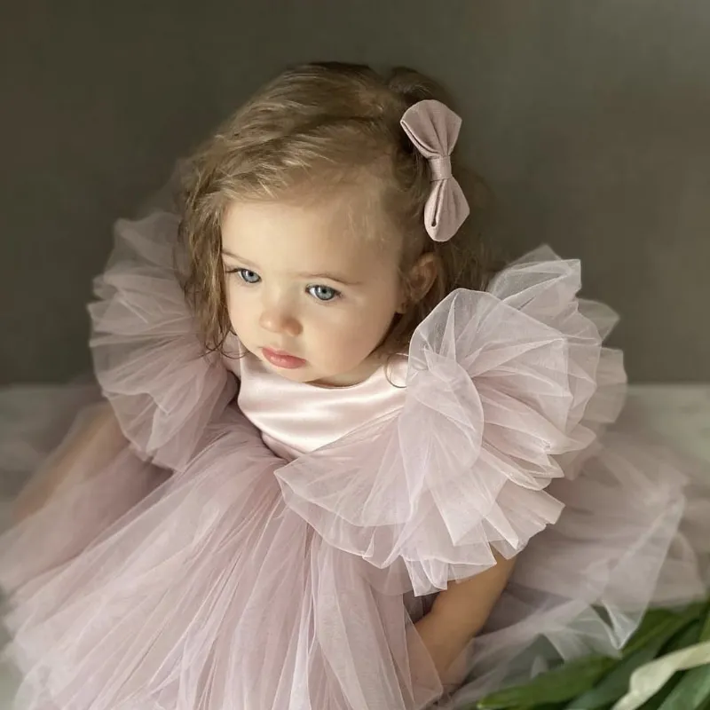 Fashion Baby Girl Princess Tutu Dress Fluffy Sleeve Infant Toddler Teens Child Vestido Party Wedding Pageant Baby Clothes 1-10Y