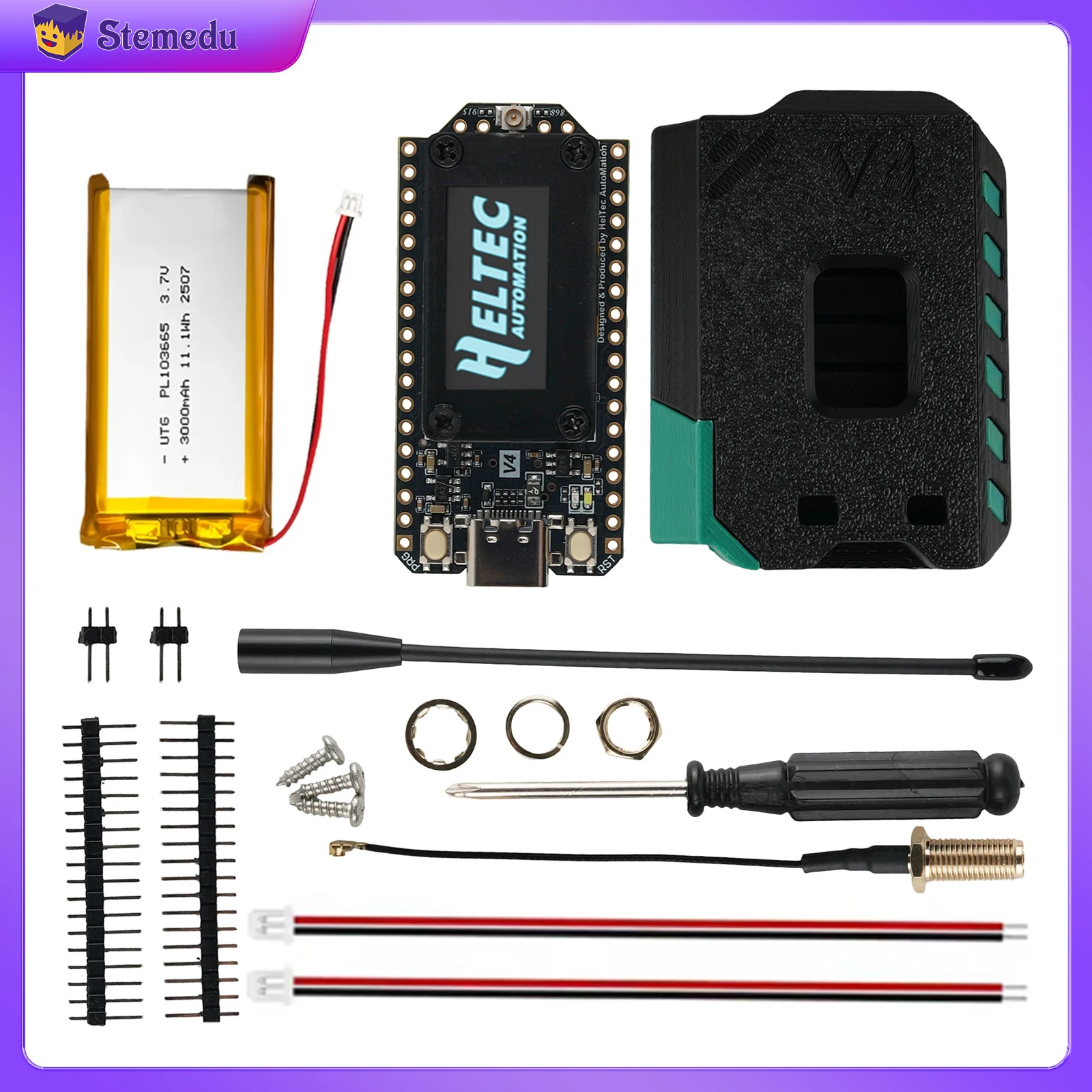 

Heltec LoRa32 V4 Металластичная GPS ESP32 WIFI+BLE SX1262 LoRa 0,96 дюйма OLED на солнечной энергии Dev-Board Mesh Network + аккумулятор + корпус