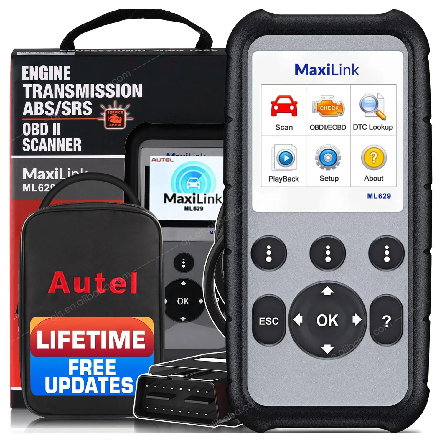 MaxiLink ML629 AutoVIN Read ABS SRS Полная функция OBD Инструмент сканирования Автомобильный диагностический сканер OBD2 Алтарь Ml629 Обновлен AL619