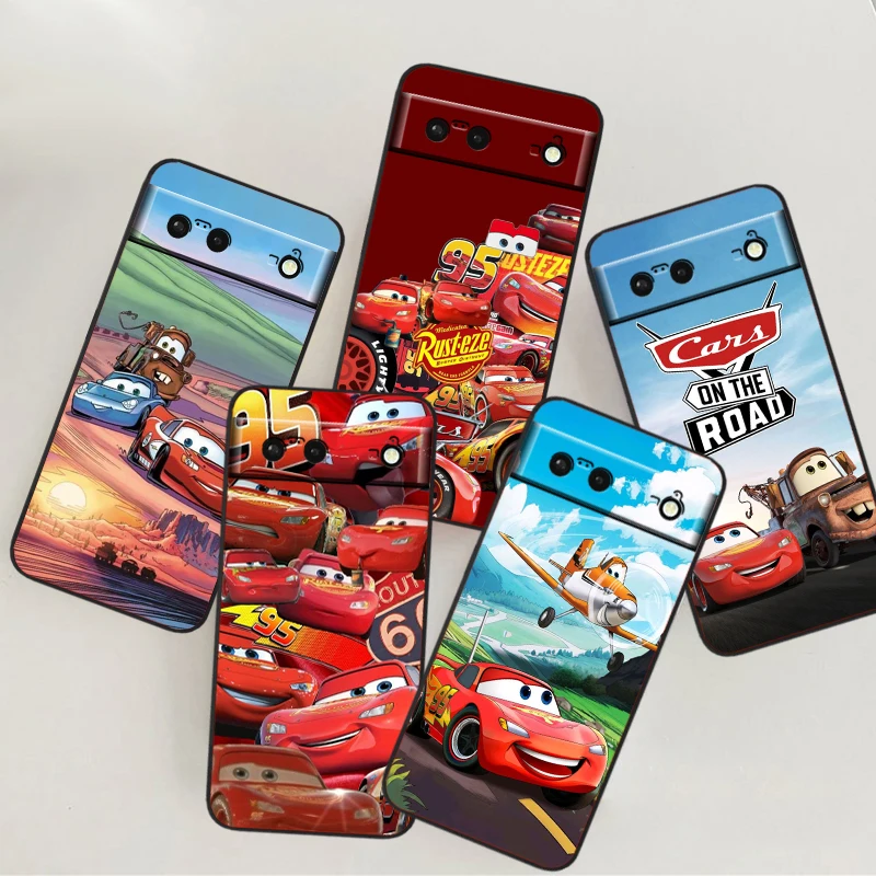 Disney Cars Total Mobilization For Google Pixel 9 8 7A 7 6A 6 5A 5 4 4A XL 5G Black Silicon Shockproof Shell Cover Phone Case