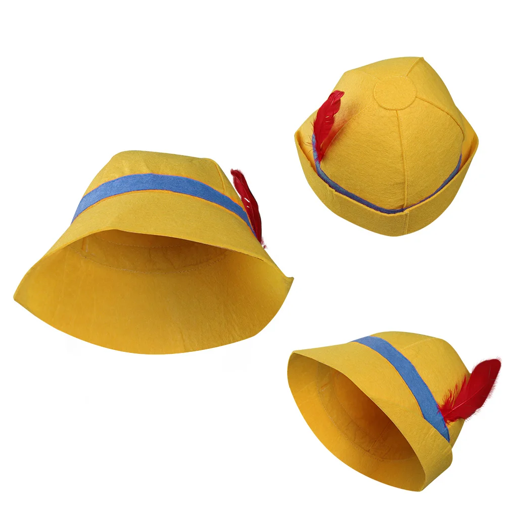 Kids Children Pino Cosplay Cchio Hat Cap Movie Costume Accessories Prop for Boys Girls Fancy Disguise Heawear Halloween Carnival