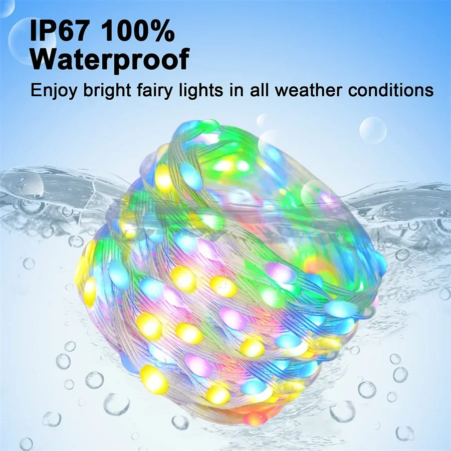 Imagem -04 - Rgb Smart Christmas Tree Fairy Light Controlado por Aplicativo Corda ao ar Livre Cintilante Guirlanda com Controle Remoto 10m 20m 40m