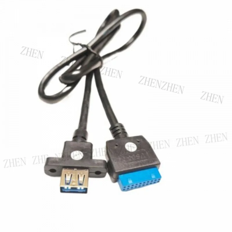 Y Y USB 3.0 Screws Host Case Panel Mount Mainboard Data Extension Cable 19Pin 83cm