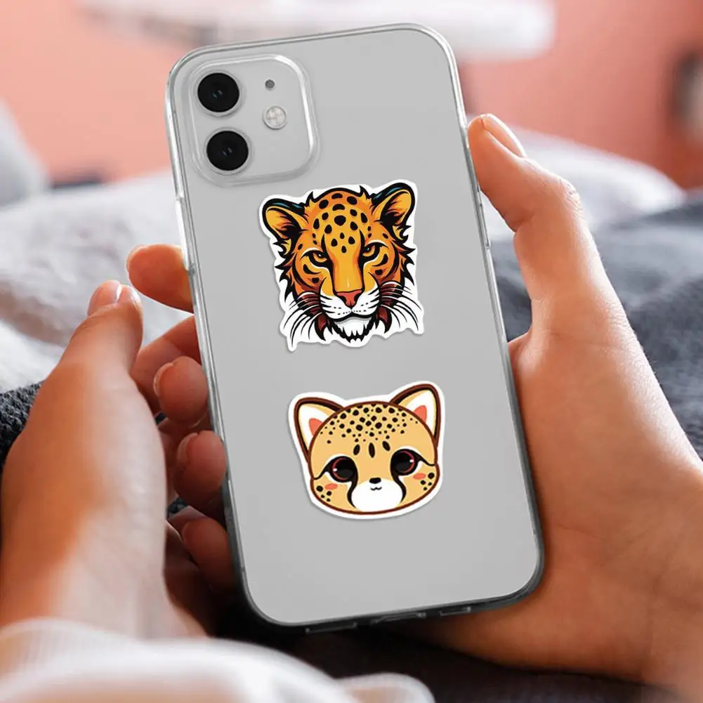 Waterproof Stickers Waterproof Leopard Pattern Stickers Cartoon Leopard Cute Cartoon Sticker Pack for Stationery Laptop Guitar