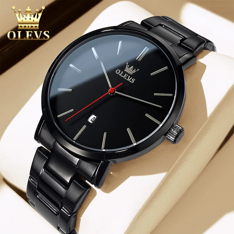 OLEVS-Montre-bracelet à quartz étanche pour homme, acier inoxydable, date automatique, cadran de 40mm, montres de marque supérieure, simple, original, TY701