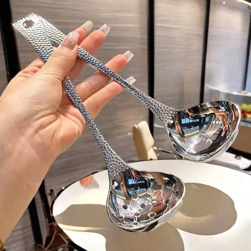 Stainless Steel Spoon Long Handle Leaky Spoon for Hot Pot Scoops Restaurant Eating Soup Scoops Kitchen Tableware Cooking Gadgets