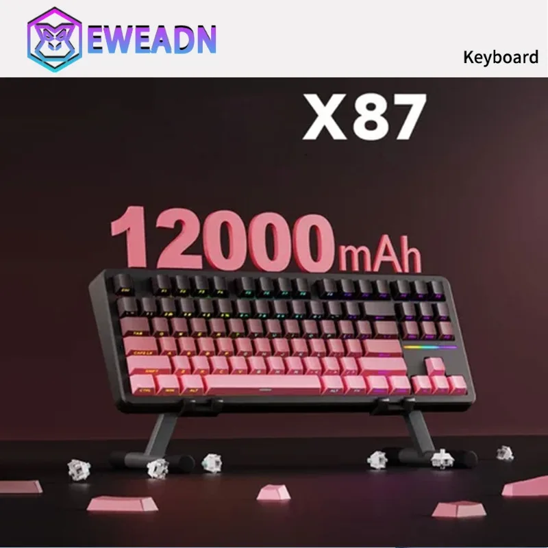 

EWEADN X87Pro Индивидуальная механическая клавиатура с боковой гравировкой, беспроводная связь Bluetooth, три модели, ультра-спортивная игра, посвященная