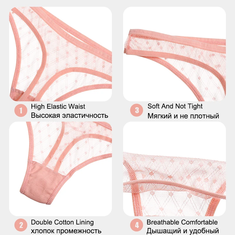 3PCS/Set Women Sexy Lace Low Waist Transparent Panties Solid Hollow Briefs Female Soft Underwear Breathable Intimate Lingerie