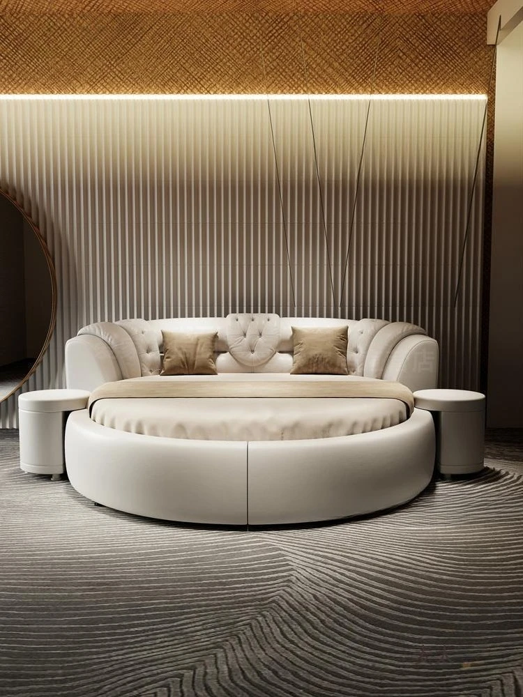 

Large round bed, double, modern, simple, European French, princess, bedroom, luxury, romantic, round, couple, homestay