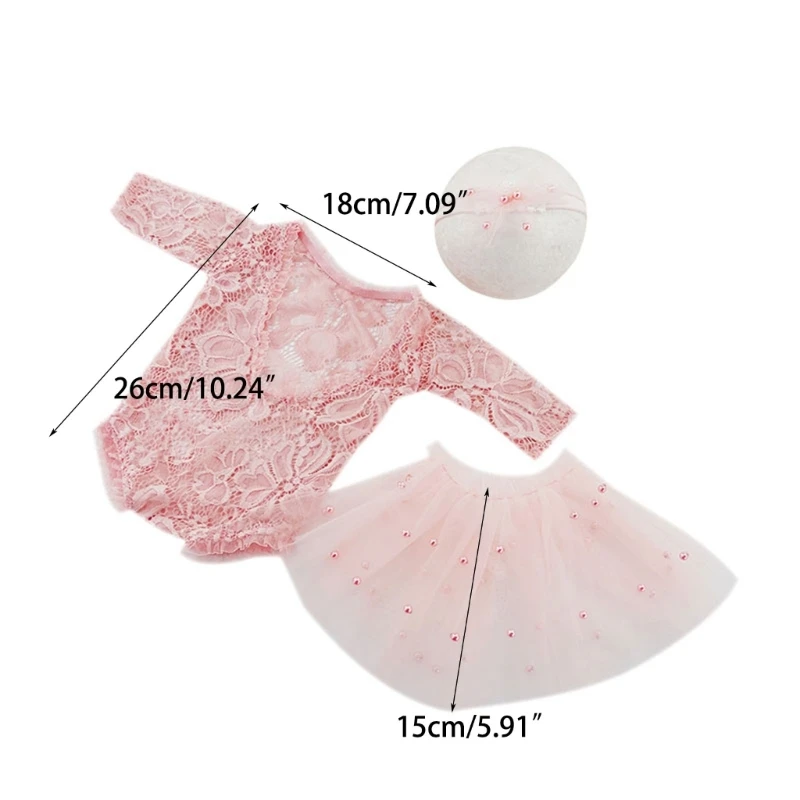 Photo  Props for Baby Girl 0-6M Infant Headdress & Tulle Tutu Jumpsuits Party Dress Photo Clothes Newborn Outfit