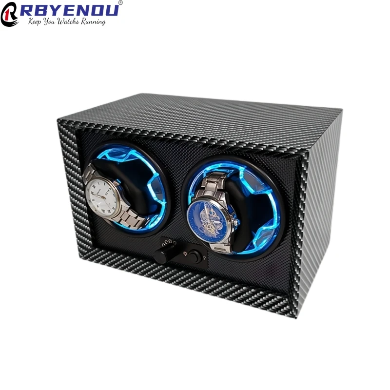 

2 Slots Lidless Watch Winder Case Box Automatic Top Winding USB Wooden Watch Box Watches Motor Boxes Personalized Customization