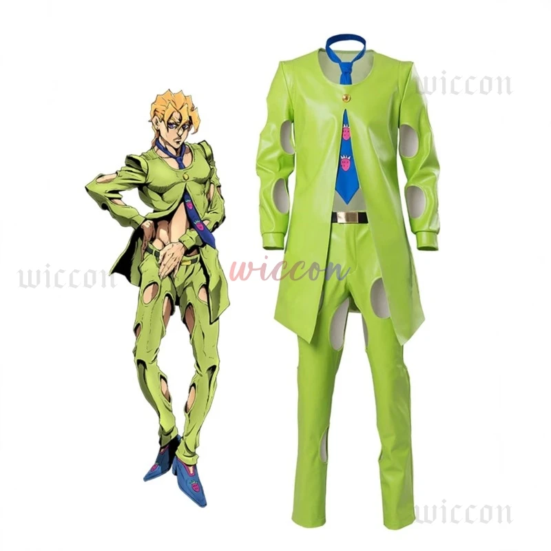 Pannacotta Fugo تأثيري جوجو مغامرة غريبة Pannacotta Fugo بدلة جلدية تأثيري حلي الأخضر أحذية مصنوعة حسب الطلب