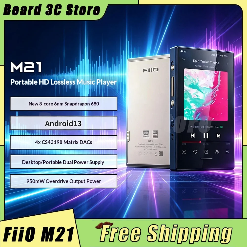 Fiio Jm21(4+64gb) 안드로이드 13 하이 레졸루션 음악 플레이어 Mp3, 스냅드래곤 680 블루투스 와이파이 USB DAC 12.5시간 재생, 무손실 음악 지원
