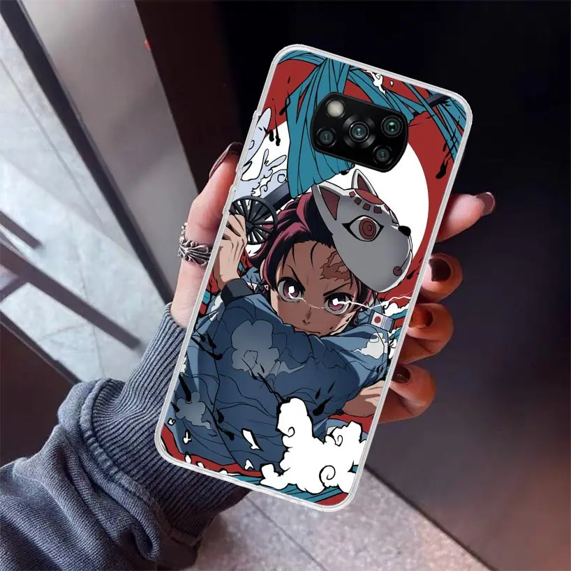 Demon Slayer Tanjiro Phone Case for Xiaomi Poco X6 X5 X4 X3 Nfc F6 F5 Pro F4 Gt F3 F2 F1 M5S M4 M3 5G Soft Cover Print Fundas