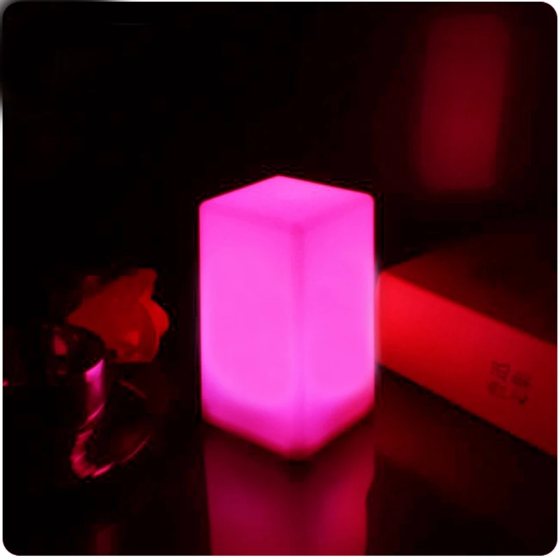 D67*D76*H135mm, Matte LED Night Lights, Bar Cube Stool for Home Furniture, Table Lamps,Glowing Up, 7 Colors Setting, 1Pc