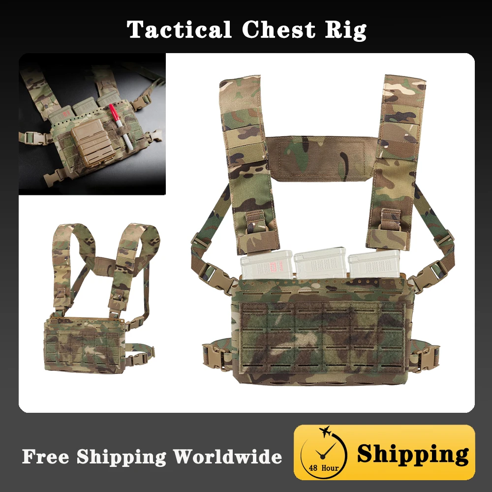 

Tactical Chest Rig MOLLE Front Plate Extension Kit Airsoft 5.56 Elastic Triple Magazine Pouch Hunting Vest Plate Mount Sub-Pouch
