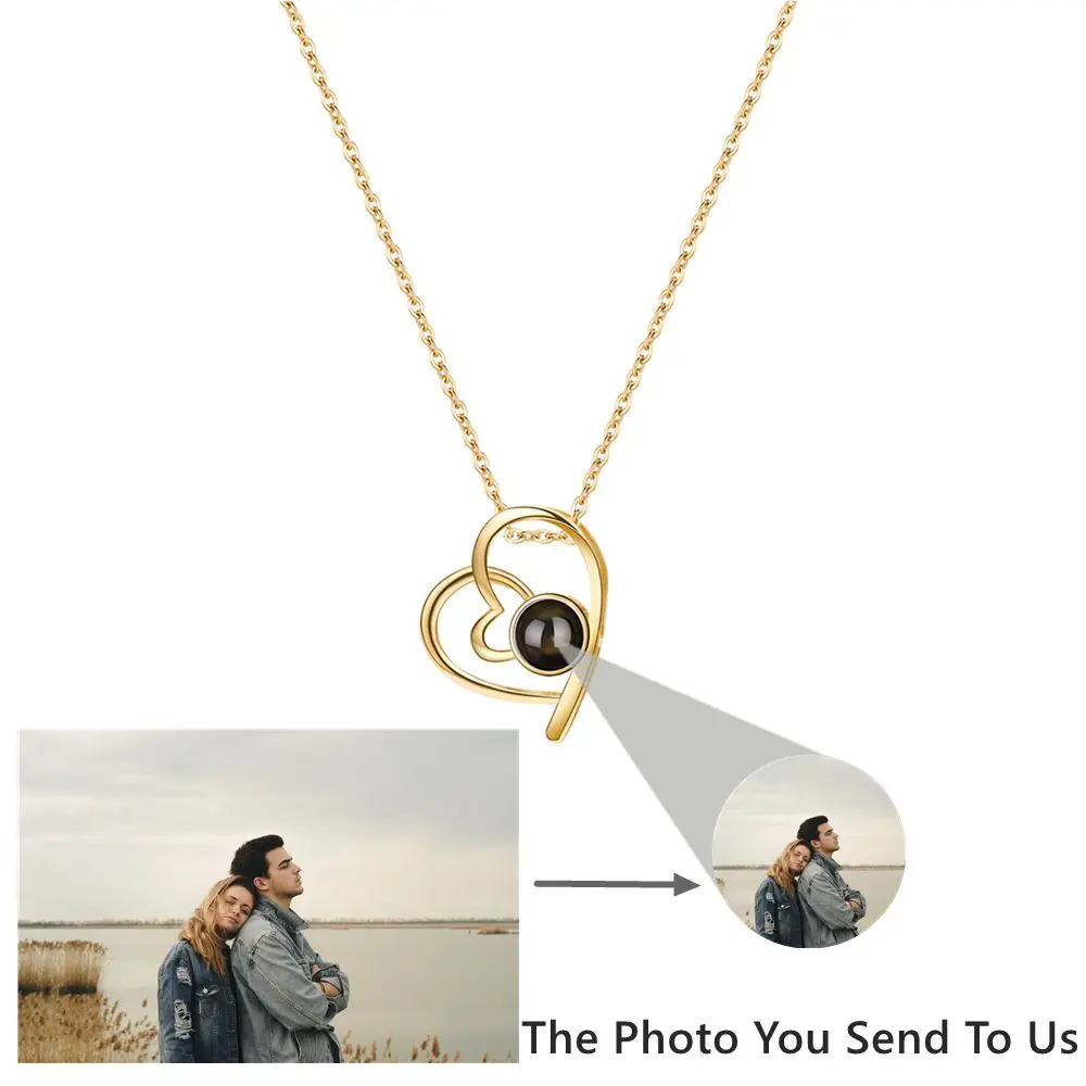 Personalized Customized Photo Heart Necklace for Women Projection Photo 925 Silver Necklace Girls Birthday Jewelry Gift