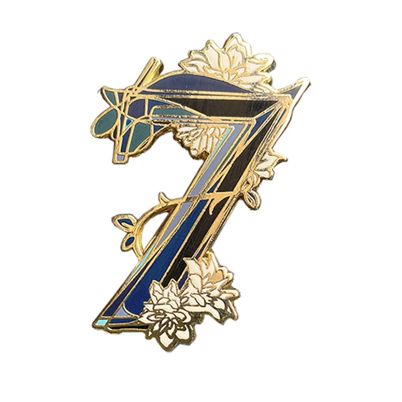 Manufacturer Interesting Colorful 7 Design With White Flowers Lapel Pin Hard Enamel Gold Metal Badge make an enamel pin For Gift