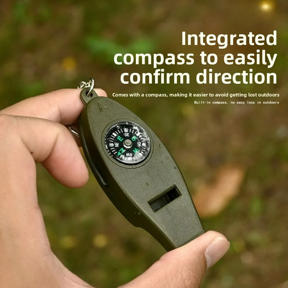 4-in-1 Compact Multi-use Outdoor Portable Compass with Magnifying Glass Thermometer & Emergency Whistle for Camping
