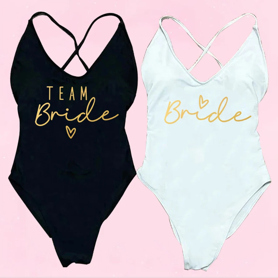 

Sexy Padded One Piece Swimsuit Women Team Bride Swimwear Bikini Summer Bathing Suit Plus Size Beachwear Bachelorette Party Lady