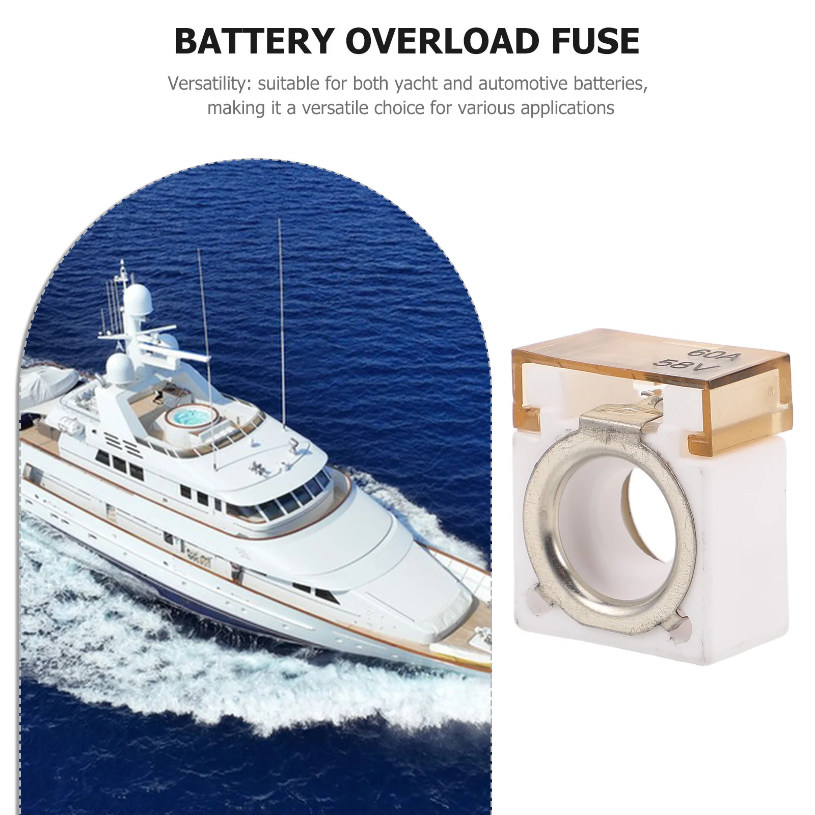 

58V Fuse 60A Circular Ceramic Marine Automotive Yacht Circuit Protection Overload Safety Breaker Replacement