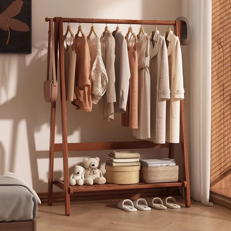 Nordic Hanging Coat Racks Minimalist Wardrobes Wooden Clothes Coat Racks Space Saving Rail Porte