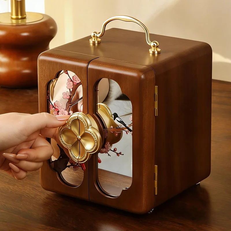 Double Door Jewelry Organizer Box Portable Solid Wood Jewelry Box Ring Earrings Bracelet Storage Boxes Necklaces Display Case
