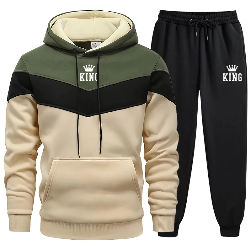 

Casual Mens Tracksuit Set Comfortable Sports Sportswear Man Tricolor Hoodie Jogging Sweatshirt High Quality 2024 Daily Hot Sales