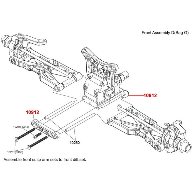 Piezas de repuesto de fijación del brazo inferior delantero, accesorios Eat 10912 para VRX Racing RH1043 RH1045 RH1045SC RC, actualización de coche