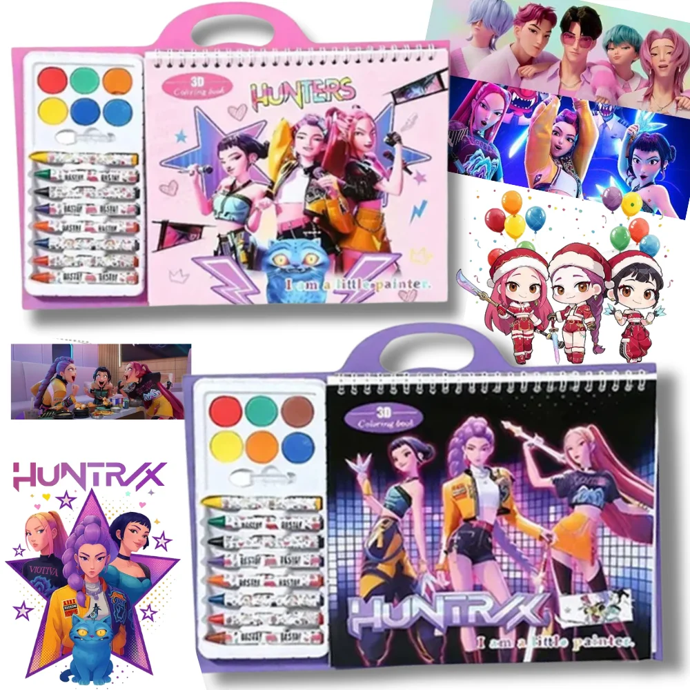 KPop شيطان الصيادين تتبع اللوحة أنيمي الكرتون خط رسم الأطفال رسم تلوين كتاب صور طفل عيد ميلاد عطلة هدية #1