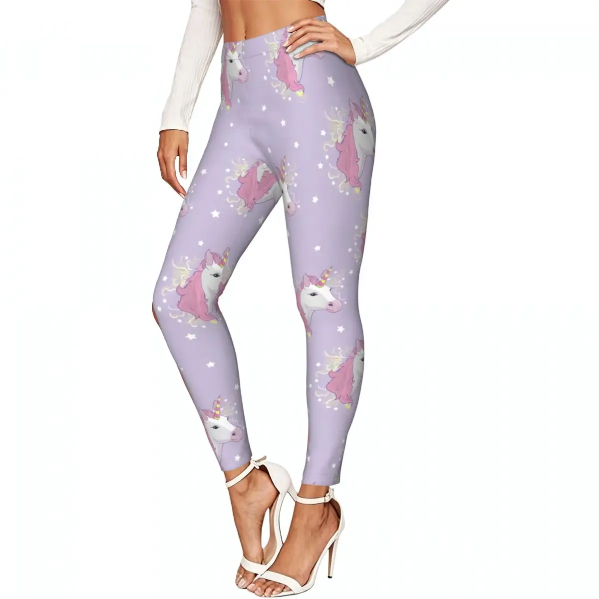 Casual Ladies Slim Leggings Unicorn And Rainbow Elastic High Waist Sports Daily Wear Trousers
