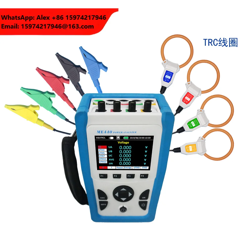 Meatrol ME440 Modbus TCP Ethernet RJ45 WLAN 3 Phase Rogowski Coil Handheld Smart Power Energy Meter