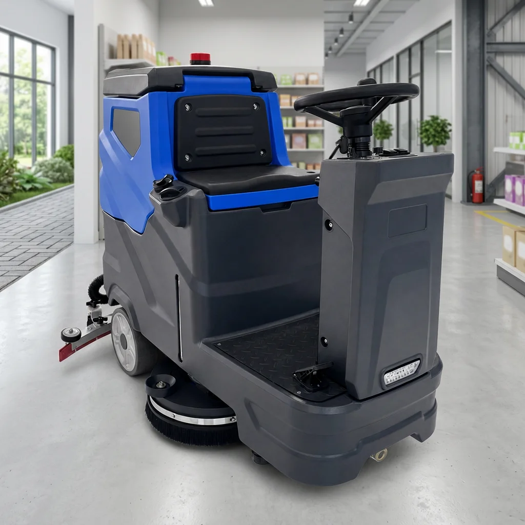 Zoyon ZY-700S Dual Brush Ride on Floor Scrubber 3600㎡/h Commercial Industrial Floor Cleaning Machine