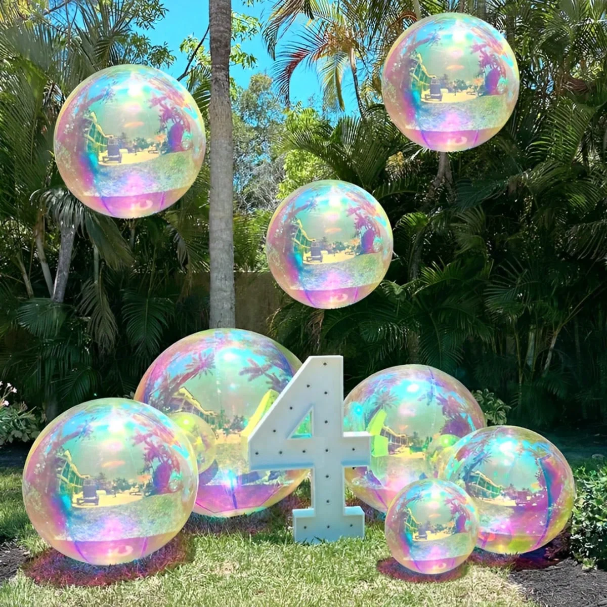 3/5 Stück 22 Zoll metallische holografische Folienballons mit 4D-Effekt, geeignet für Geburtstagsfeier, Junggesellenabschied, Verlobung, W – Detail 4