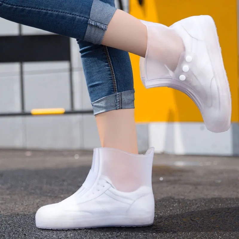 أغطية أحذية المطر المضادة للانزلاق، أحذية PVC شفافة مع حزام للرجال والنساء، كالوشات مقاومة للماء للجنسين مقاس 35-45 #3