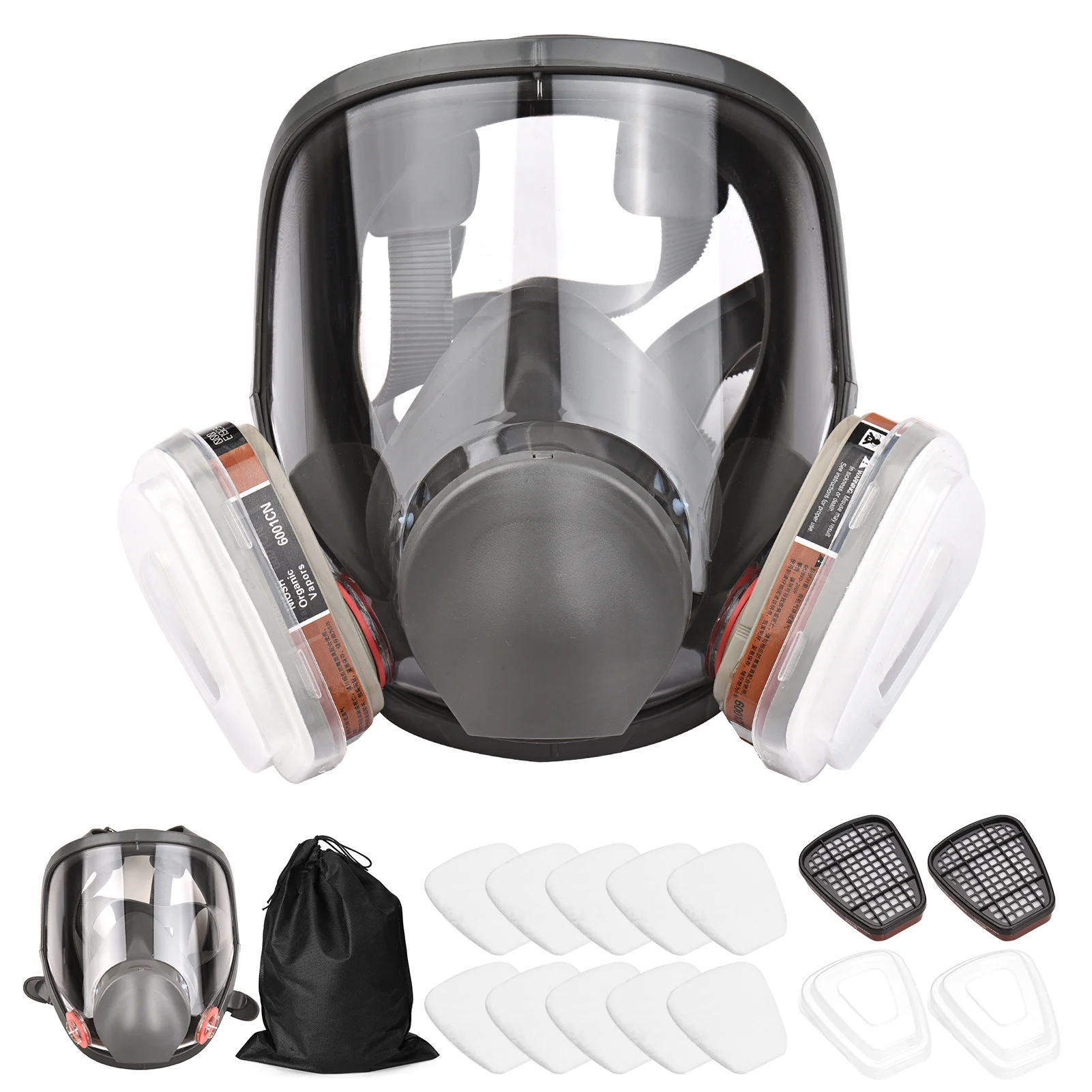 Masque facial complet réutilisable 16-en-1, respirateur anti-vapeurs organiques pour la peinture, le polissage, la soudure et la protection au travail