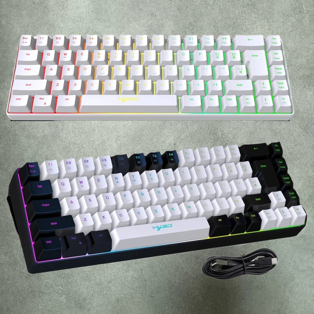 

Keyboard gamer 68 keys gaming usb wired key board ergonomic white computer office portable numpad keyboards rgb mini pc teclados