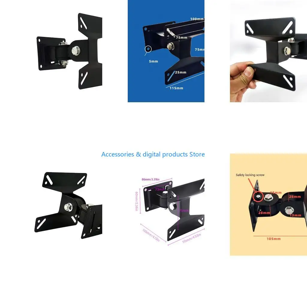 77JD Wall Mount Bracket with 180°Tilt Swivels for Space Saving Installation