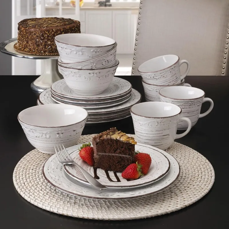 16-Piece Dinnerware Set, Service for 4, Distressed