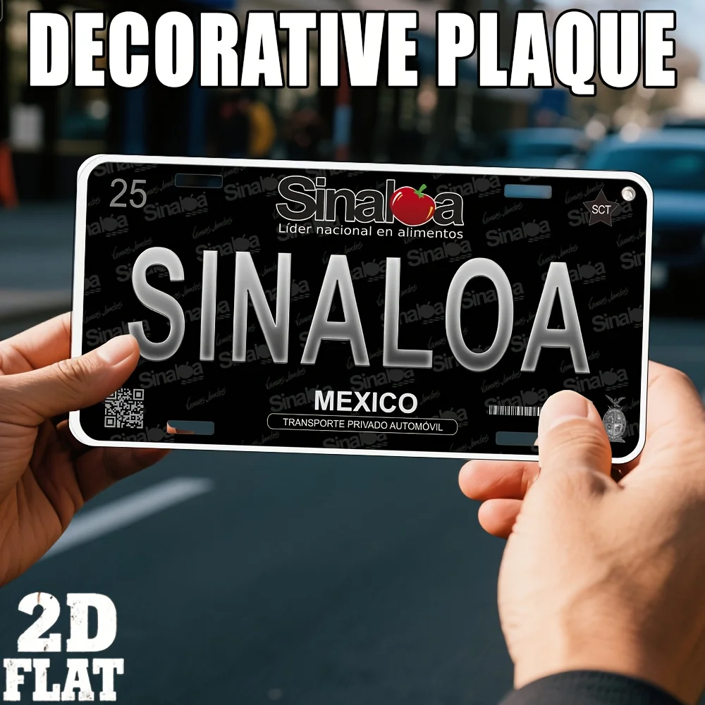 Placa de Matrícula de Sinaloa, México, Letras AL - Placa Metálica Vintage Resistente, Decoración de Pared, Arte para Hogar, Oficina, Bar, Cuarto de Hombre