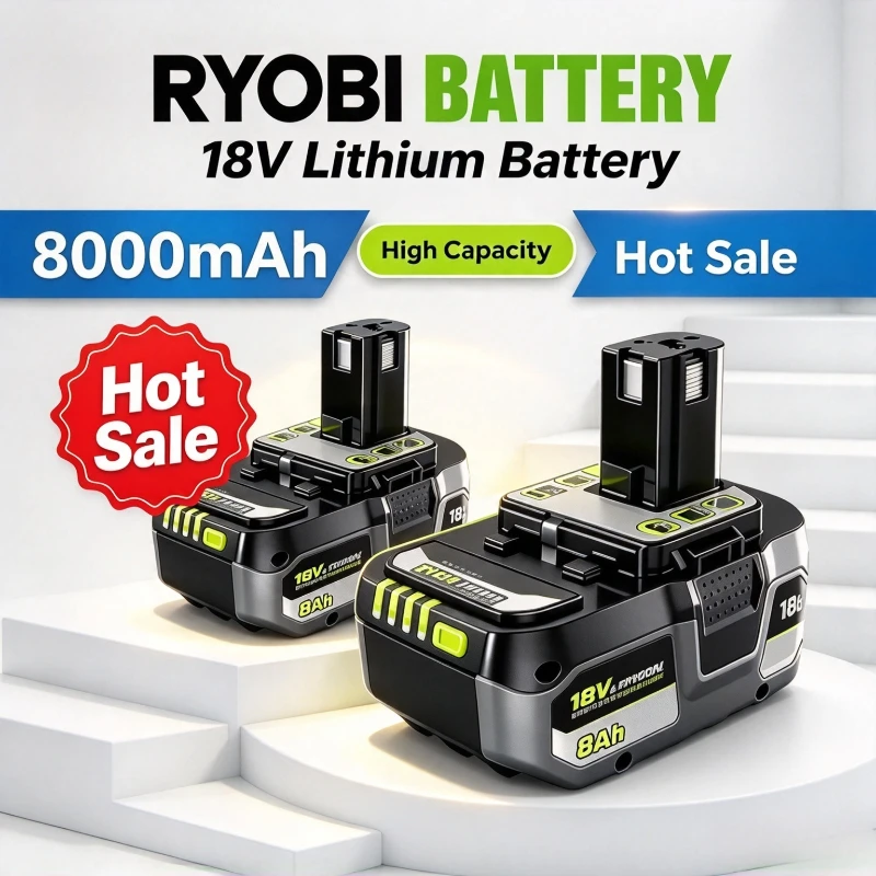 Genuine Rechargeable RYOBI ONE+ 18V 8.0Ah Li-ion Battery P104 P106 P107 P108 for Ryobi Cordless Drill Impact Driver  Power Tools