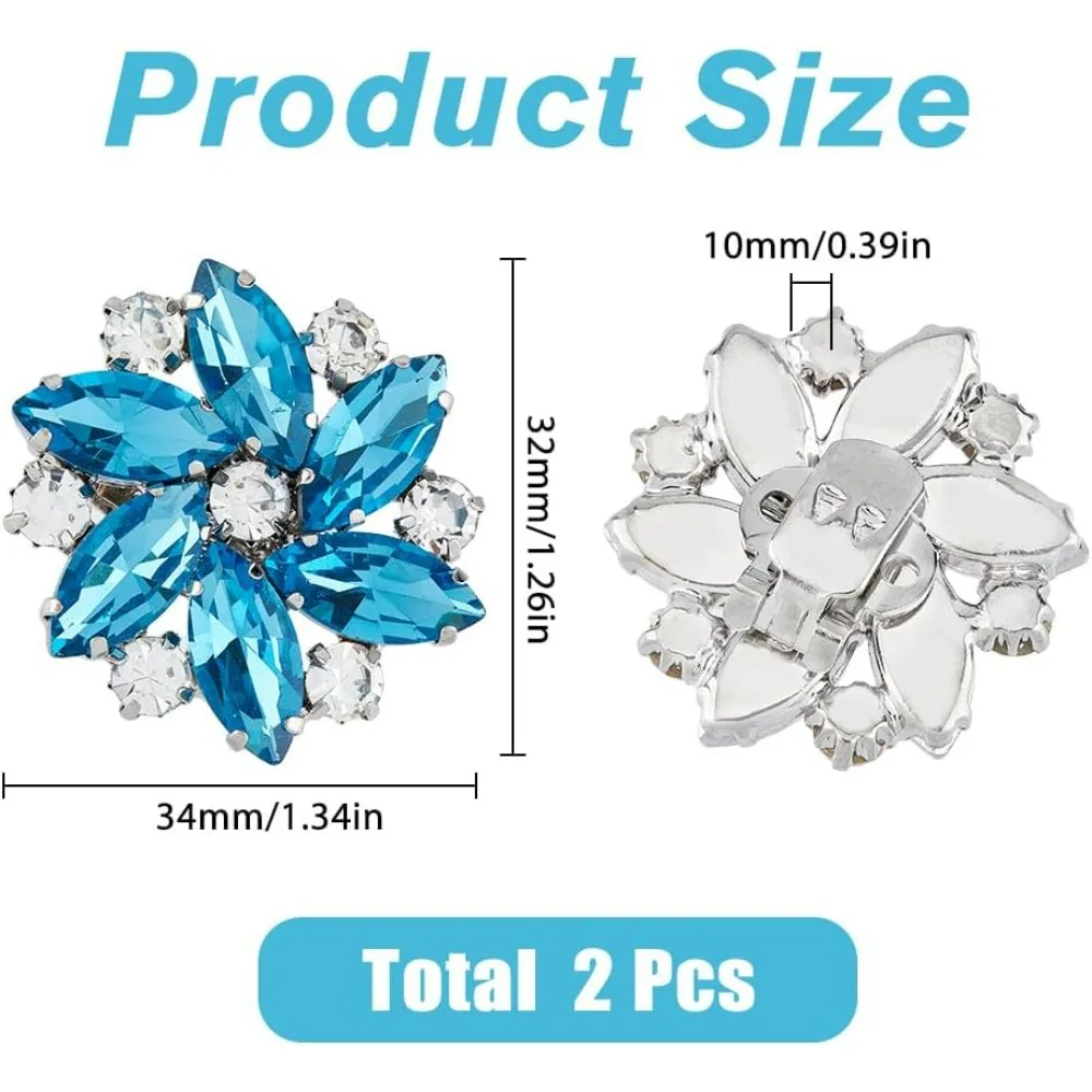 2Pcs Detachable Alloy Shoe Buckles Flower Shape Sparkling Rhinestone Shoe Clips Light Rose Decorative Shoes Dress Buckles