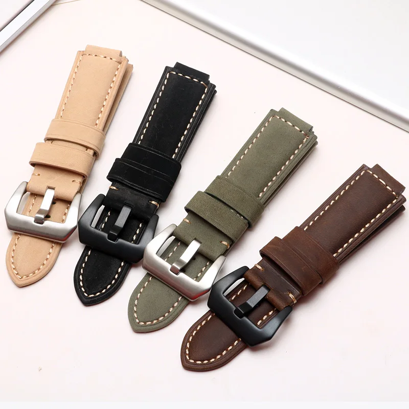 สายนาฬิกาหนังแท้สำหรับ L & W Timex T2N720 T2N721 gshock สาย GST-B200D GST-B200สายนาฬิกาข้อมือ24-16มม.