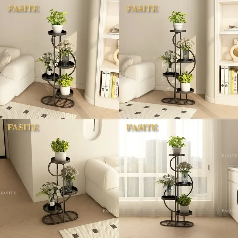For Multi-layer Wrought Iron Floor-to-ceiling Flower Stand Succulent Plant Pot Rack Creative Bracket for Living Room Outdoor