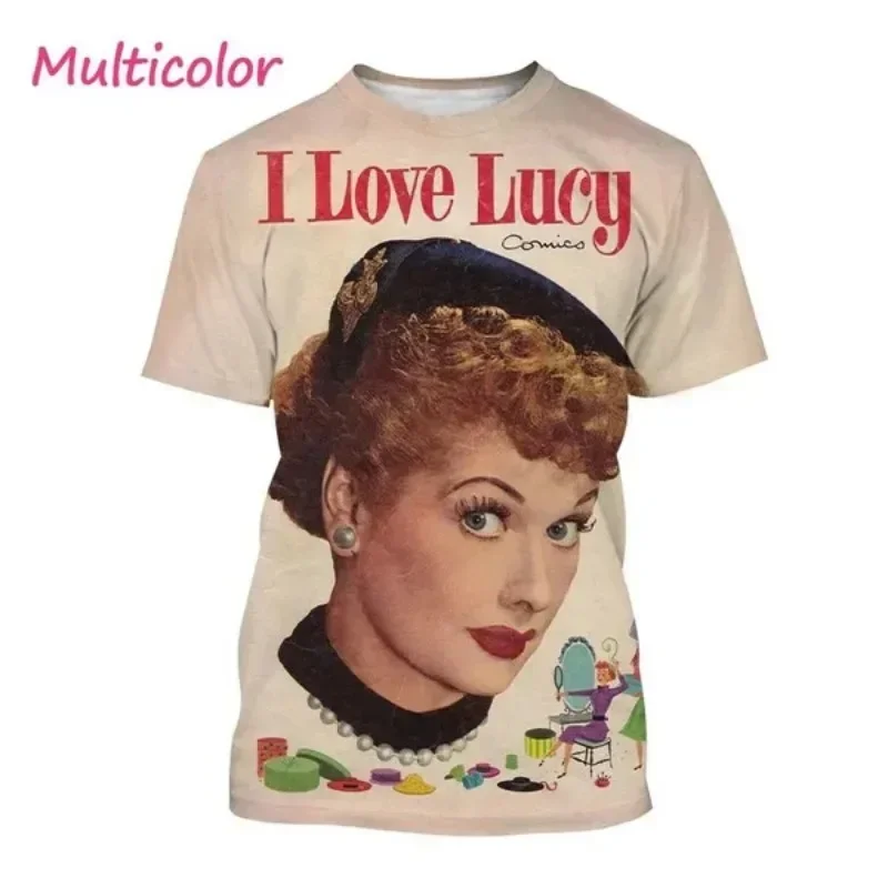 T2K Top Comedian I Love Lucy 3D Printed T-Shirt Men's Clothing Hip Hop Unisex Short Sleeve Casual Crew Neck Sports T-Shirt